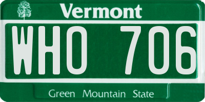 VT license plate WHO706
