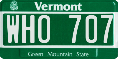 VT license plate WHO707