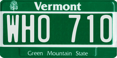 VT license plate WHO710