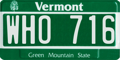 VT license plate WHO716