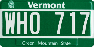 VT license plate WHO717