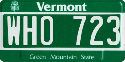 VT license plate WHO723