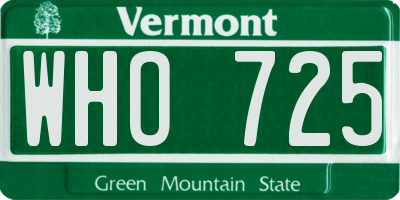VT license plate WHO725