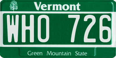 VT license plate WHO726