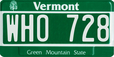 VT license plate WHO728