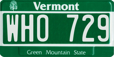 VT license plate WHO729