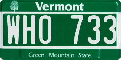 VT license plate WHO733