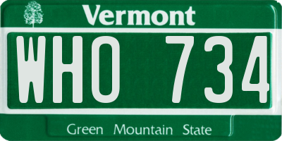 VT license plate WHO734