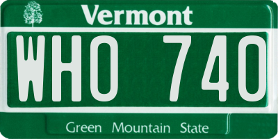 VT license plate WHO740