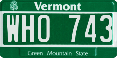 VT license plate WHO743
