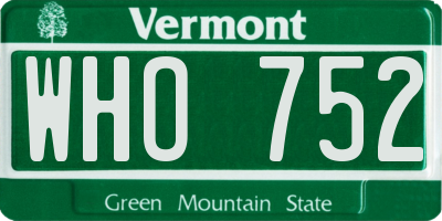 VT license plate WHO752
