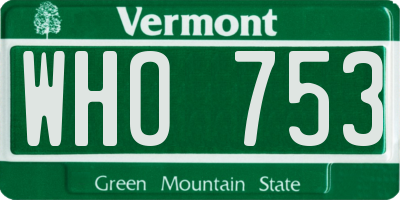 VT license plate WHO753