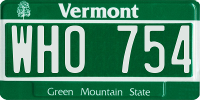 VT license plate WHO754
