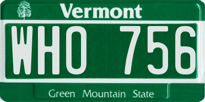VT license plate WHO756