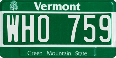 VT license plate WHO759