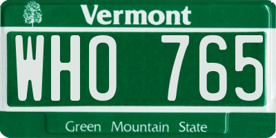 VT license plate WHO765