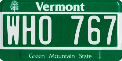 VT license plate WHO767