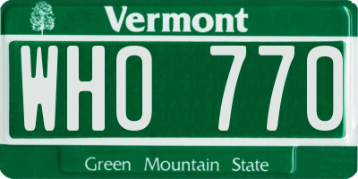 VT license plate WHO770