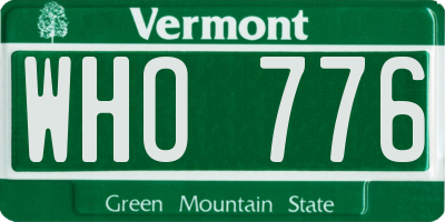 VT license plate WHO776