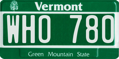 VT license plate WHO780