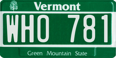 VT license plate WHO781
