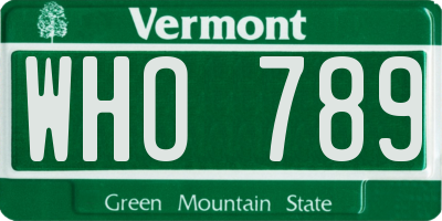 VT license plate WHO789