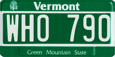 VT license plate WHO790