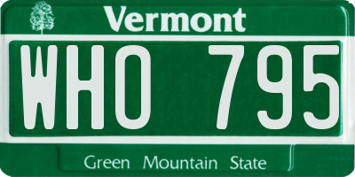 VT license plate WHO795