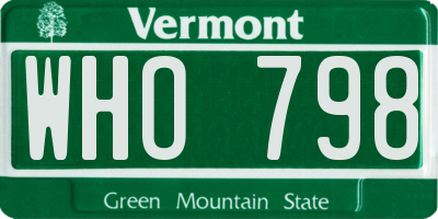 VT license plate WHO798