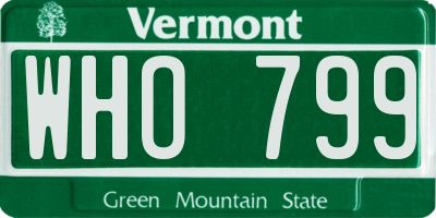VT license plate WHO799