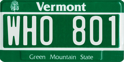 VT license plate WHO801