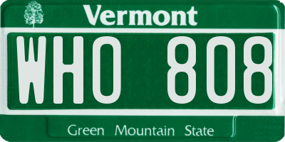 VT license plate WHO808