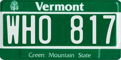 VT license plate WHO817