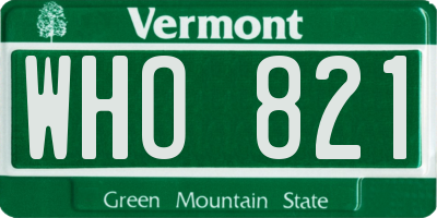 VT license plate WHO821