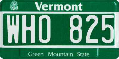 VT license plate WHO825