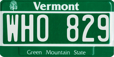 VT license plate WHO829
