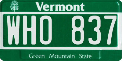 VT license plate WHO837