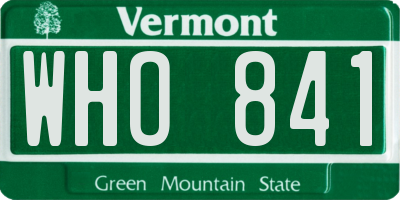 VT license plate WHO841