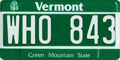 VT license plate WHO843