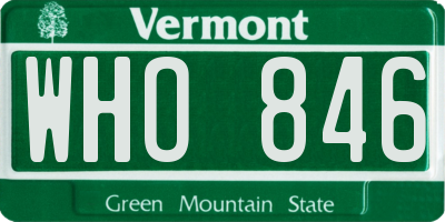 VT license plate WHO846