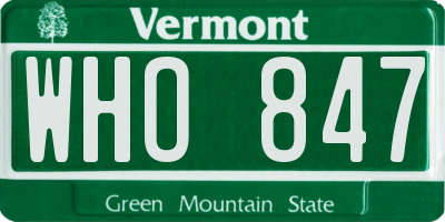 VT license plate WHO847