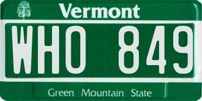 VT license plate WHO849