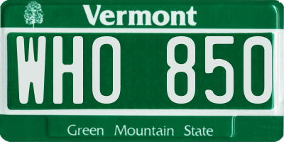 VT license plate WHO850