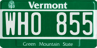 VT license plate WHO855