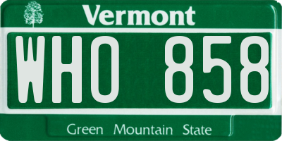 VT license plate WHO858