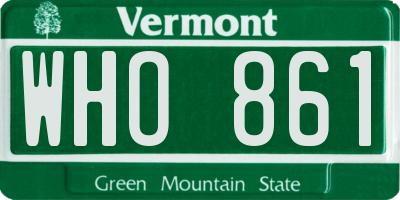 VT license plate WHO861