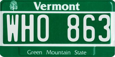 VT license plate WHO863