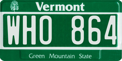 VT license plate WHO864