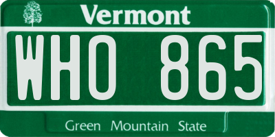 VT license plate WHO865