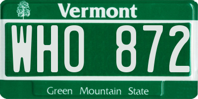 VT license plate WHO872